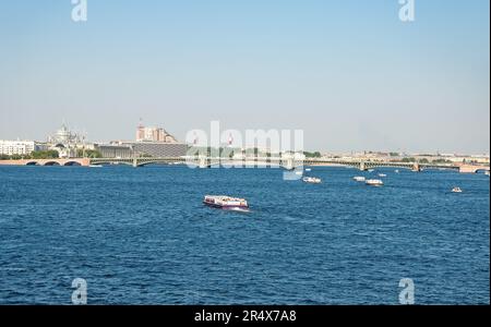 View of the Troitsky bridge on the Neva river in St. Petersburg Stock Photo