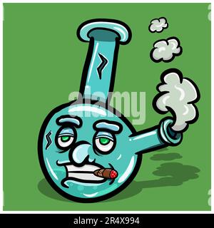 Mascot of Bong Marijuana Character. Clip Art Vector. Vector and illustration Stock Vector