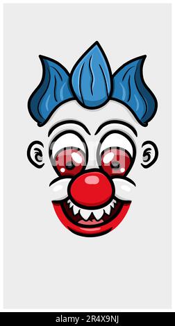 Cute Cartoon White Clown Face With Funny Expression. Vector Poster Wallpaper Background. Vector and Illustration. Stock Vector