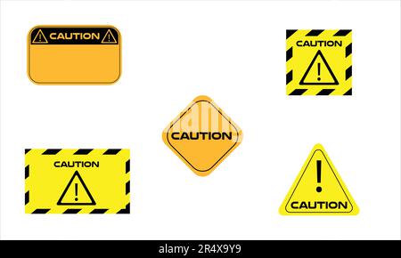 set of warning signs caution signs on white Stock Vector
