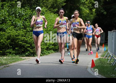 Lyudmila OLYANOVSKA, Olena SOBCHUK & Saskia FEIGE in the 20km Women at the European Race Walking Team Championship 2023 Stock Photo