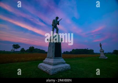 Statue of a Union soldier on the Bloody Lane, Antietam National Battlefield, Maryland, USA; Antietam, Maryland, United States of America Stock Photo