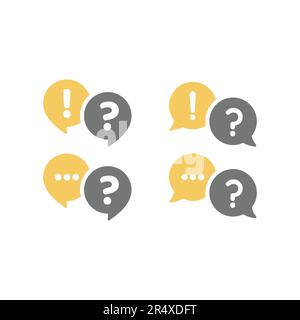 Conversation chat bubble with exclamation and question mark. Help and FAQ, communication and talking balloon vector icon set. Stock Vector