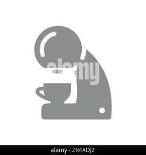Coffee machine fill vector icon. Espresso maker glyph symbol. Stock Vector