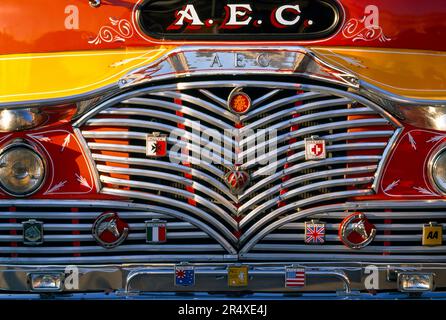 Front of a colorful public bus; Malta Stock Photo