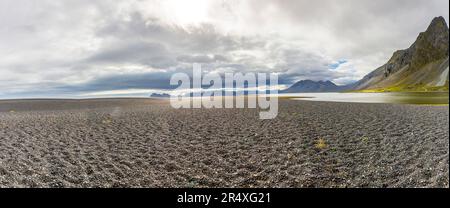 View on Hvalnes Nature reserve Beach in Eastern Iceland in summer Stock Photo