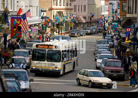 Traffic in downtown Juneau, Alaska, USA; Juneau, Alaska, United States of America Stock Photo