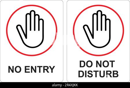 No Entry or Do Not Disturb hand sign on white background. Stock Vector
