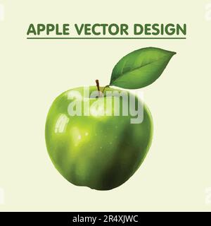 Green Apple Fruit Realistic 3D Food Vector. Stock Vector