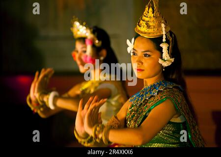Dance performance at a hotel in Siem Reap, Cambodia; Siem Reap, Cambodia Stock Photo