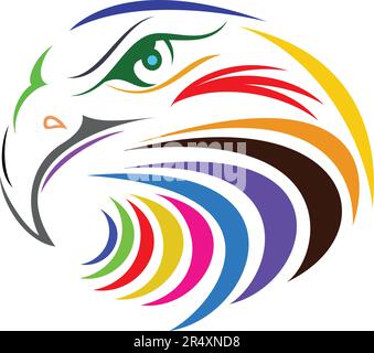 Colorful Eagle Hawk Vector Silhouette. Portrait logo colorful design with transparent background. Stock Vector