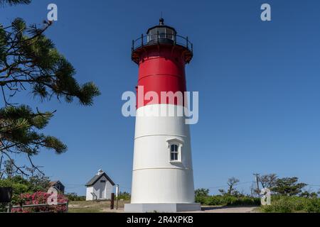 Beautiful view of Nauset Lighthouse, Cape Cod Lighthouse. Stock Photo