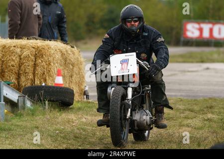 FINOWFURT, GERMANY - MAY 06, 2023: Motorcycle racer on the track. Race festival 2023. Season opening. Stock Photo