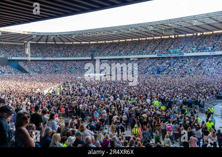 Edinburgh, Scotland. 30th May 2023. Bruce Springsteen and the E Street Band play Murrayfield Stadium on the first UK show of his current World Tour. The Murrayfield crowd during the show. Credit: Tim J. Gray/Alamy Live News Stock Photo