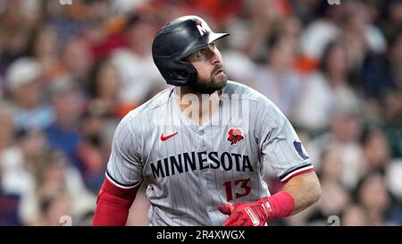 Minnesota Twins' Joey Gallo at bat against the Kansas City Royals during  the sixth inning of a baseball game, Sunday, April 2, 2023, in Kansas City,  Mo. (AP Photo/Reed Hoffmann Stock Photo 