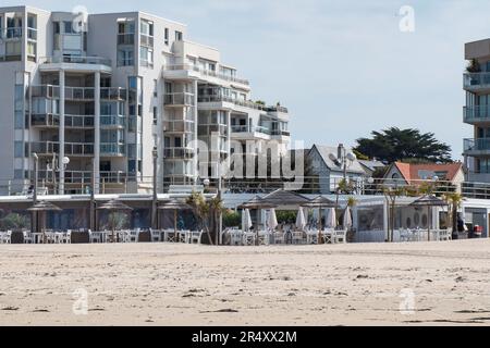 Terrace on the beach at Parnichet by the sea in France Stock Photo