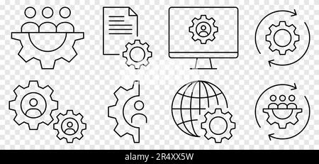 Process line icons. Vector illustration isolated on transparent background Stock Vector