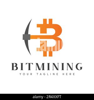 Bitcoin Mining Logo Design crypto currency Logotype Stock Vector