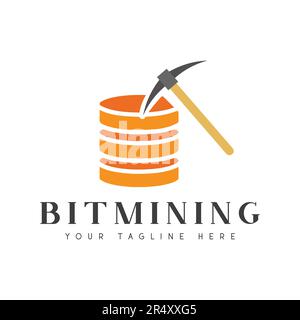 Bitcoin Mining Logo Design crypto currency Logotype Stock Vector
