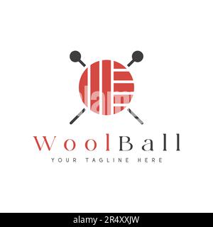 Wool Ball Logo Design Needle Logotype Stock Vector