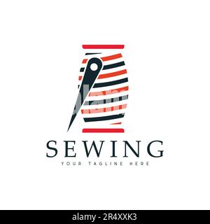Tailor Shop Logo Design Sewing Logotype Needle Vector Icon Stock Vector