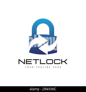 Cyber Security Logo Design IT  Lock Security Logotype Wireless Networking Stock Vector