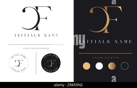 Luxury FC or CF Initial Monogram Text Letter Logo Design Stock Vector