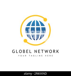 Global Network Logo Design IT Security Logotype Stock Vector