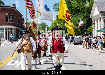 Concord Minute Men at Memorial Day Parade in Concord, Massachusetts Stock Photo