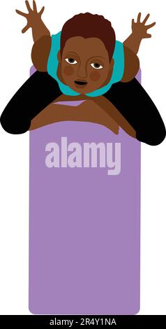 African American Female Rests During Yoga Class, Aerial View Stock Vector