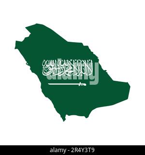 Saudi Arabia map with flag on a white background. Vector illustration. Stock Vector