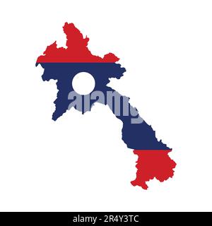 Map and flag of Laos on a white background. Vector illustration. Stock Vector