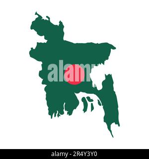 Bangladesh map flag on the white background. Vector illustration. Stock Vector