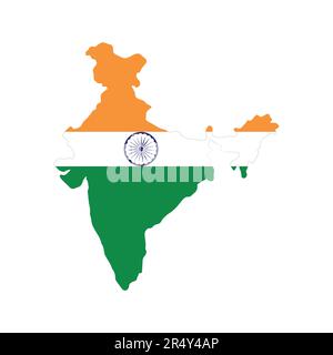 India map flag icon on grey background. national flag national day Vector illustration of India map. Stock Vector