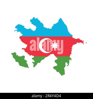 Map of Azerbaijan with national flag on white background. Vector illustration. Stock Vector