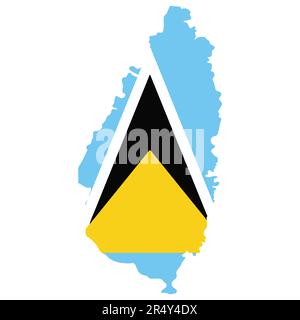 Saint Lucia Country in the Caribbean vector illustration flag and map logo design concept detailed Stock Vector