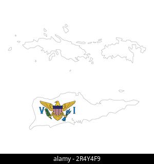 U.S. Virgin Islands United States territory vector illustration flag and map logo design concept detailed Stock Vector