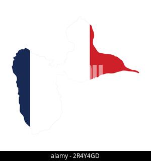 Guadeloupe Departments of France vector illustration flag and map logo design concept detailed Stock Vector