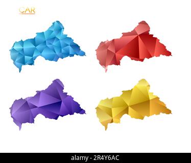 CAR map. Geometric style country outline. Ecstatic violet vector ...