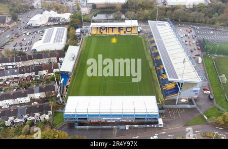 aerial view of Mansfield Town FC One Call Stadium football ground Stock ...