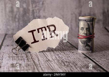 Wooden blocks with the inscription ITR on office desk Stock Photo