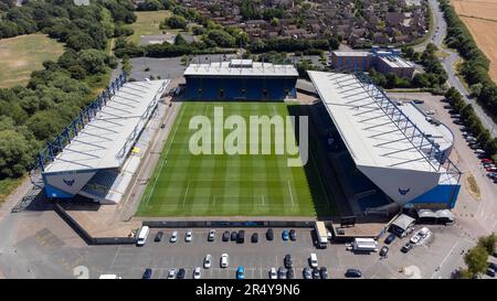 Aerial view of The Kassam Stadium, home of Oxford United FC Stock Photo