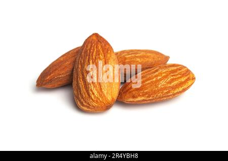 Pile of almond nuts  isolated on white background. Stock Photo