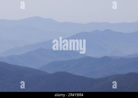 Mountain ridges as seen from Cligmans Dome, Great Smoky Mountain National Park, Tennessee Stock Photo