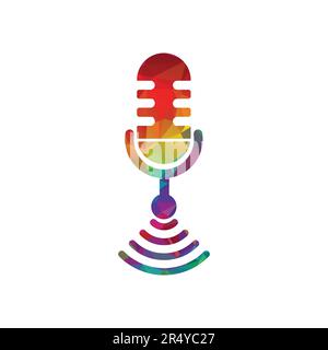 Podcast microphone with wifi icon vector illustration Stock Vector