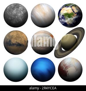 Solar system planets isolated on white for ease of use and integration into your design. Elements furnished by NASA. Stock Photo