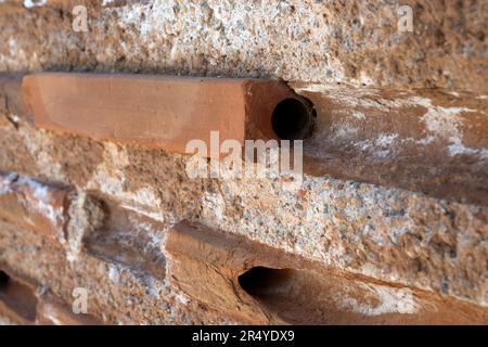 Hollow-brick masonry details from the ruins of the 6th century Basilica of St. John, built by order of the Byzantine Emperor Justinian, in Ephesus, Tu Stock Photo