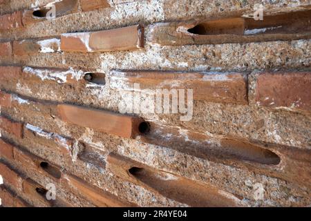 Hollow-brick masonry details from the ruins of the 6th century Basilica of St. John, built by order of the Byzantine Emperor Justinian, in Ephesus, Tu Stock Photo