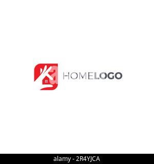 Home & Hand Logo. simple and unique design. Real Estate Logo Stock Vector