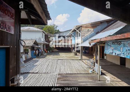 The traditional Annah Rais longhouse outside of Kuching, Sarawak ...
